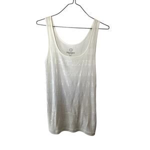 Old Navy White Tank Sequin Scoop neck sleeveless arms Made in Vietnam Small